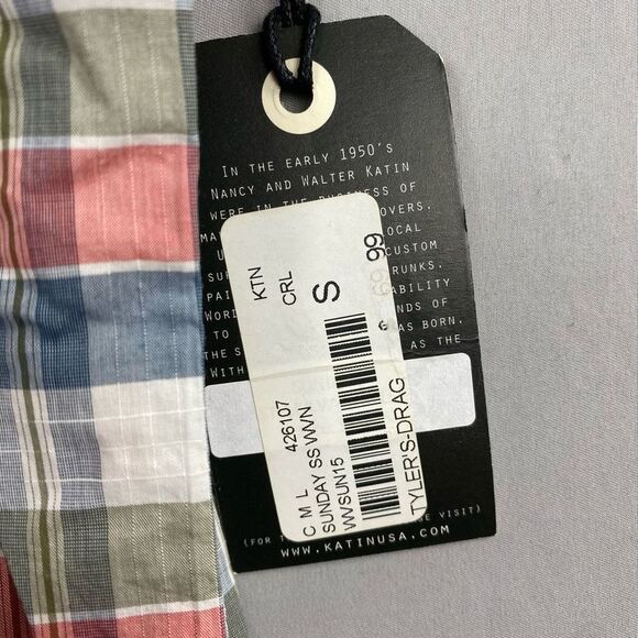 Katin Short Sleeve Plaid Button Down Shirt Size Small - Picture 5 of 7